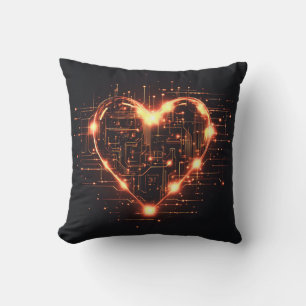 Digital Heartbeat Throw Pillow