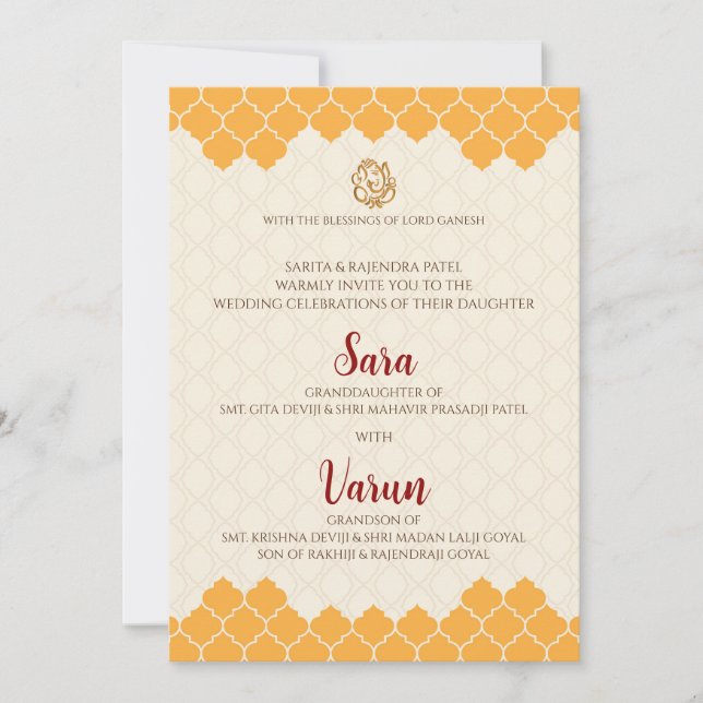 Digital Hindu Wedding card Indian wedding card (Front)