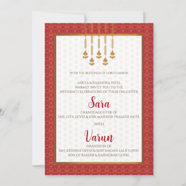 Digital Hindu Wedding card Indian wedding card (Front)