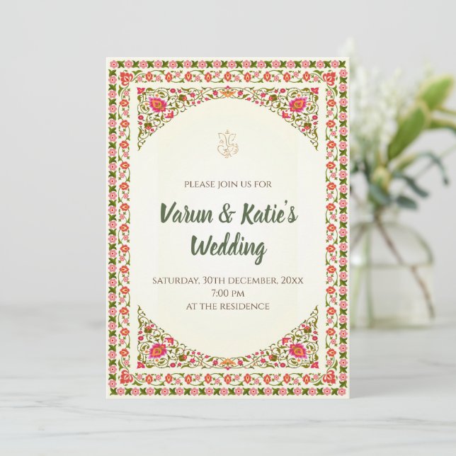 Digital Hindu wedding invite Indian Wedding invite (Standing Front)