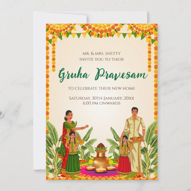 Digital House warming invite Gruhapravesam invite (Front)