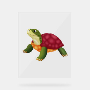 Digital Illustration of a Happy Turtle Acrylic Sign
