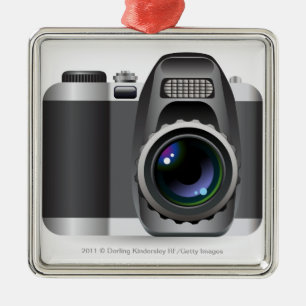 Digital illustration of digital camera metal tree decoration