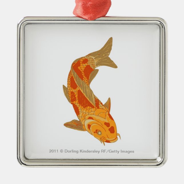 Digital illustration of Koi Carp Metal Tree Decoration (Front)