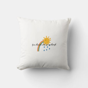 Digital Illustration of Smiling Sun with Rainbow Cushion