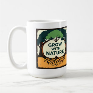 Digital Illustration of Stylized Tree with Roots a Coffee Mug
