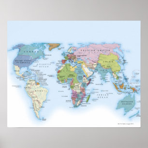 Digital illustration of the world in 1900 poster