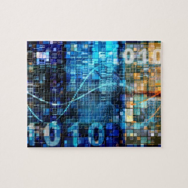 Digital Image Background Binary Code Technology Jigsaw Puzzle (Horizontal)
