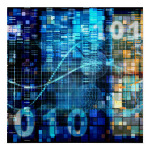 Digital Image Background Binary Code Technology Poster