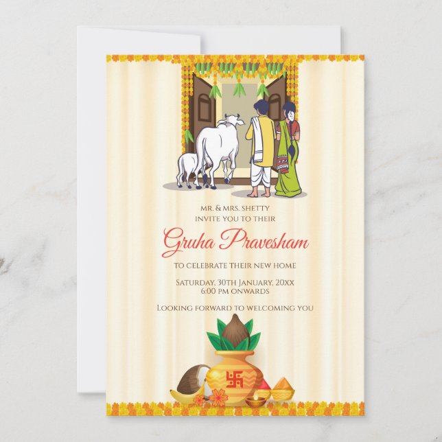 Digital Indian Housewarming invitation Telugu (Front)