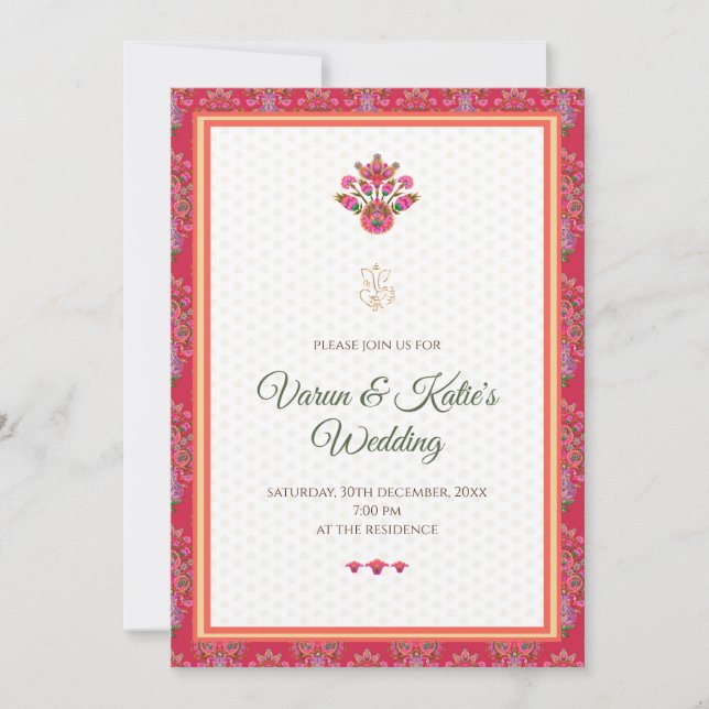 Digital Indian invitation & Indian Wedding invite (Front)
