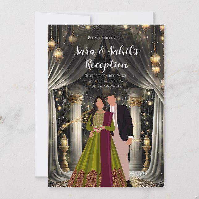 Digital Indian Reception invitations Indian weddin (Front)