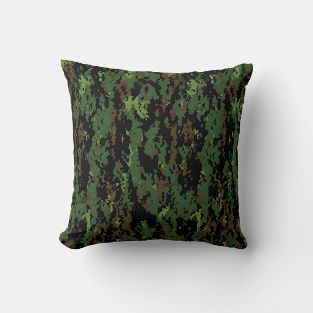 Digital Jungle Camouflage Pattern Cushion (Front)