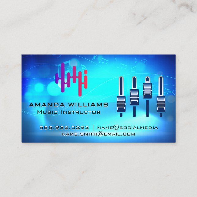 Digital Logo | Mixer | Music Background Business Card (Front)