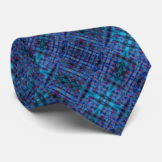 Digital Loom Micro Weave - Azure &amp; Indigo Tie (Rolled)