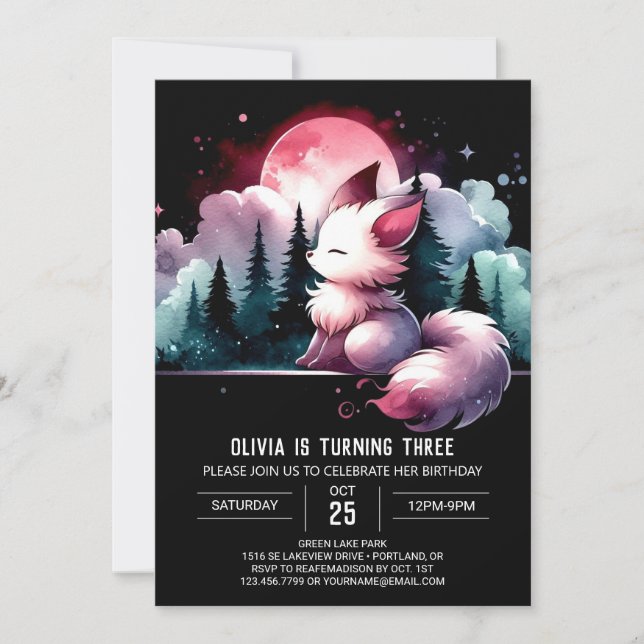 Digital Majestic Wolf Birthday Invitation (Front)