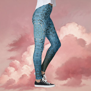 Digital Mandala Blue and Yellow Leggings
