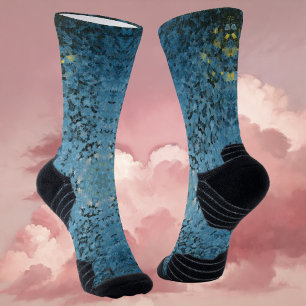 Digital Mandala Blue and Yellow Socks