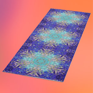 Digital Mandala Blue Purple and White Yoga Mat
