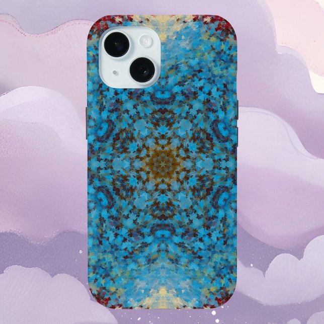 Digital Mandala Blue Red and Yellow Case-Mate iPhone Case (Creator Uploaded)