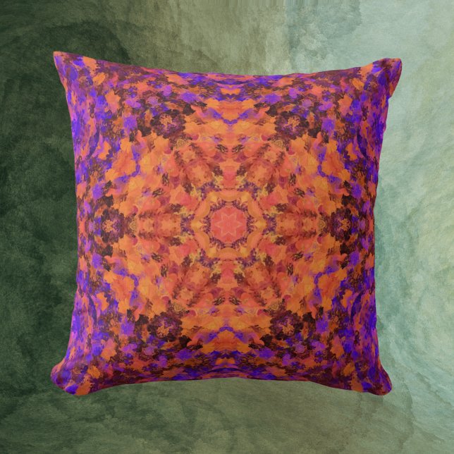 Digital Mandala Orange Blue and Purple Cushion (Creator Uploaded)