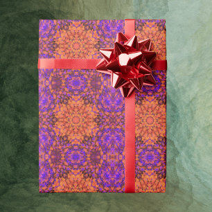 Digital Mandala Orange Blue and Purple Wrapping Paper