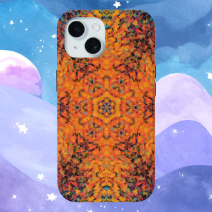Digital Mandala Orange Blue and Yellow iPhone 15 Case