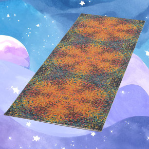 Digital Mandala Orange Blue and Yellow Yoga Mat