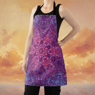 Digital Mandala Pink Purple and Blue Apron