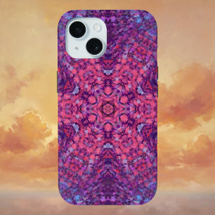 Digital Mandala Pink Purple and Blue iPhone 15 Case
