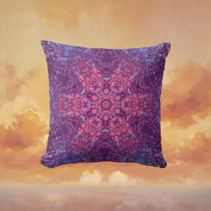 Digital Mandala Pink Purple and Blue Cushion