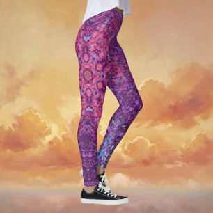 Digital Mandala Pink Purple and Blue Leggings
