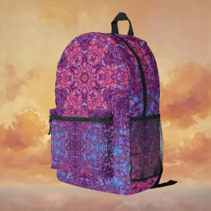 Digital Mandala Pink Purple and Blue Printed Backpack