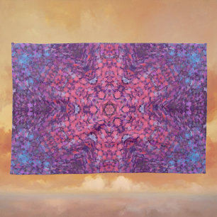 Digital Mandala Pink Purple and Blue Tea Towel