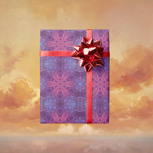 Digital Mandala Pink Purple and Blue Wrapping Paper