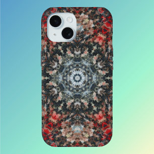 Digital Mandala Red and White iPhone 15 Case