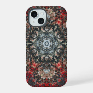 Digital Mandala Red and White iPhone 15 Case
