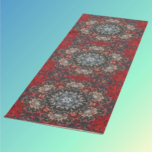 Digital Mandala Red and White Yoga Mat
