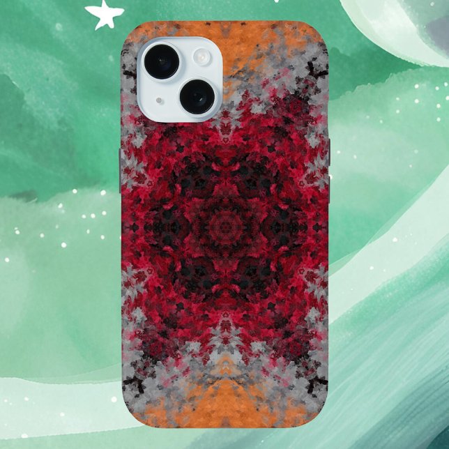 Digital Mandala Red Orange and Blue Case-Mate iPhone Case (Creator Uploaded)