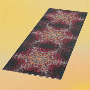 Digital Mandala Red White Orange and Black Yoga Mat