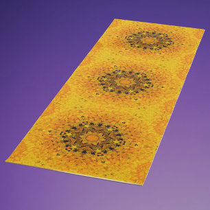 Digital Mandala Yellow and Black Yoga Mat