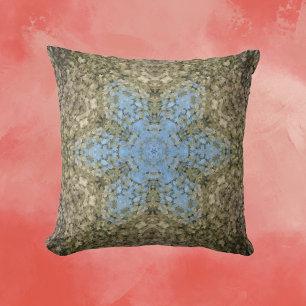 Digital Mandala Yellow and Blue Cushion
