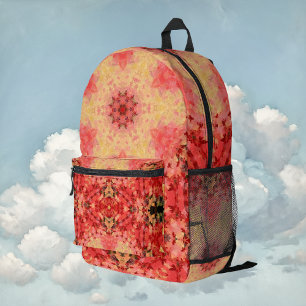 Digital Mandala Yellow, Pink, and Red Printed Backpack