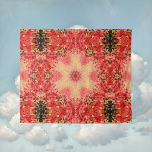 Digital Mandala Yellow, Pink, and Red Tapestry