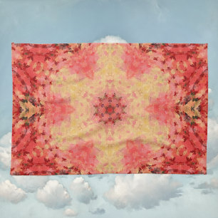Digital Mandala Yellow, Pink, and Red Tea Towel