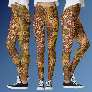 Digital Mandala Yellow Red and Purple Leggings