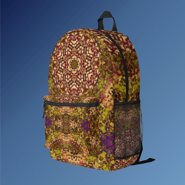 Digital Mandala Yellow Red and Purple Printed Backpack (Creator Uploaded)