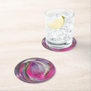 Digital Marble Soap Bubble Round Paper Coaster