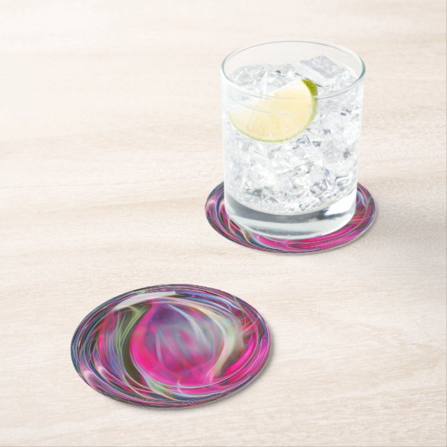 Digital Marble Soap Bubble  Round Paper Coaster (Insitu)