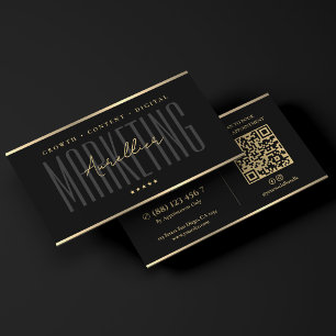 Digital Marketing Professional Black Faux Gold Business Card